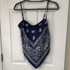 Zara Navy White Bandana-Print Handkerchief Cami